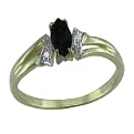 10K .01 ct. t.w. Diamond and Black Onyx Marquise Ring in Yellow Gold