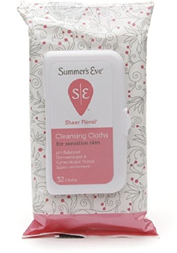 Summer's Eve Feminine Cleansing Cloths, Sensitive Skin, Sheer Floral 32 ea (Pack of 5)