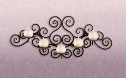 Wrought Iron 5 Wall Candleholder