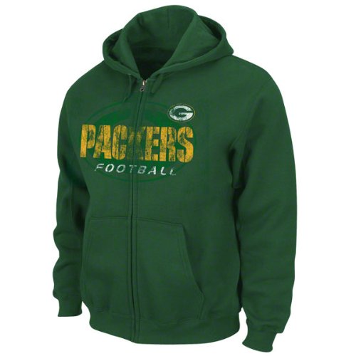 NFL Men's Green Bay Packers Touchback IV Long Sleeve Fullzip Hooded Fleece (Dark Green, Medium)