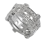 Sterling Silver Basket Weave CZ Band