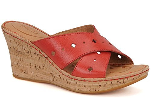 Born Women's Canova Wedge Slide Sandal, Red, Size 8.0