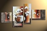 Magnolie M12 - 4 Bilder ca.120x70cm KOMPLETT Handgemalt - fertig gerahmt auf Keilrahmen. Lounge Bild mit Bilderrahmen. Kein Poster oder Plakat sondern Handgemaltes Leinwandbild als Wandbild mit Rahmen. Das ideale Geschenk!