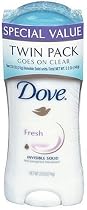 Dove Antiperspirant & Deodorant, Invisible Solid Twin Pack, Fresh - Two 2.6oz. Sticks (Pack of 3)