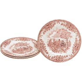 Churchill China Brook Pink 6 3 4-Inch Bread and Butter Plates, Set of 4 by Churchill China