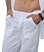 Natural Cotton Santorini Mens Drawstring Beads Long Pants (X-Large, White)