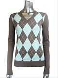 Shi Golf Argyle V-Neck Sweater in Aqua or Pink