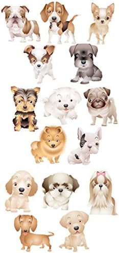 Cute Dogs and Puppies Removable Wall Stickers 15 Piece Set