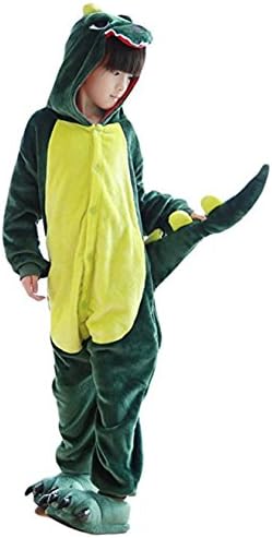 Highbest Childrens Homewear Cosplay Pajamas Cartoon Animal Onesies (115(Age8-10), Green Dinosaur)