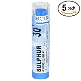 Boiron Homeopathic Medicine Sulphur, 30C Pellets, 80-Count Tubes (Pack of 5)