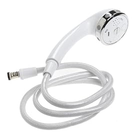 Pollenex DM209CRX 4-Setting Massaging Handheld Shower, White and Chrome