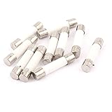 uxcell　セラミックチューブヒューズ　セラミックヒューズ　10個入り　ホワイ　シルバートーン　メタル　セラミック　電子部品