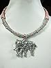 Womans Choker Necklace Vintage Elephant Pendant Silver Tone Metal Jewelry for Good Luck