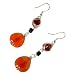 Dangle Earrings with Orange Drop Beads