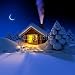 Wallmonkeys Peel and Stick Wall Decals - A Small Cottage in the Fairy Forest in Snowy New Year's Eve - 36"H x 36"W Removable Graphic