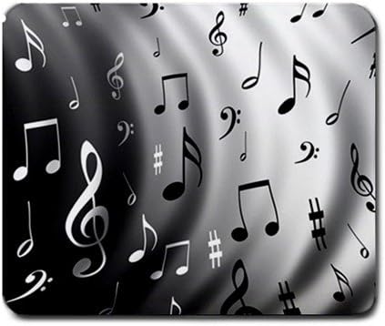 Black and White Music Notes Wave Mouse Pad