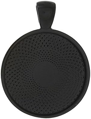 Quantity 10 - 1 Inch (25mm) - Circle Bezel Cabochon Setting for Pendants - Dark Black