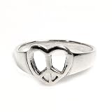 Sterling Silver Ring - Peace Sign in Heart- Size: 6-10