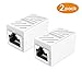 PLUSPOE RJ45 Coupler Ethernet Inline Connector Plugs for Cat5 Cat5e Cat6e Cat7 Cable (2 Pack- White)
