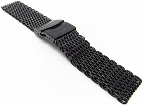 22mm Black Fancy Shark Mesh Stainless Steel Watch Band Strap For LG G Urbane, Motorola Moto 360 2nd Gen 46mm Mens, Asus Zenwatch 2 WI5021Q