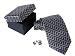 Gray Herringbone 100% Silk Necktie & Cufflinks
