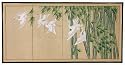 Beautiful Simple Birds, Nature Scene - 24" x 48" Bamboo Escape Oriental Decorative Wall Art Screen