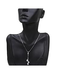 White Triple Genuine Freshwater Pearl 925 Silver Pendant With 18" Snake Chain