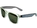 Sunglasses Wayfarer Crystal Clear Frame Grey Mirror Lens Checkered