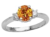 1.35 cts Genuine Citrine and Diamond Engagement Ring - 14kt White or Yellow Gold