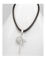 Brown Cross Leather Necklace