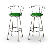2 Glitter Forest Green Vinyl Specialty / Custom Chrome Barstools with Backr ....