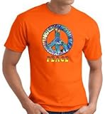 PEACE TIE DYED Sign Symbol Adult T-shirt Tee Shirt - Orange, Large