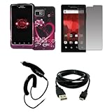 EMPIRE Verizon Motorola DROID Bionic Purple Hearts with Flowers Rubberized  ....