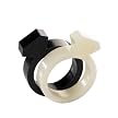 Acrylic Diamond Silhouette Rings Set of 2 - Ivory/ Black