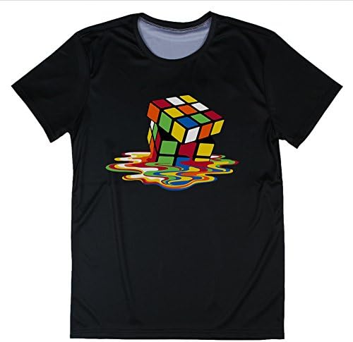 Jasddis Bang Theory T Shirt Melting Sheldon Cooper Rubik's cube T Shirt XXX-Large