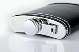 Huntington 7 oz. Stainless Steel Hip Flask with Faux Black Leather (1822 US)