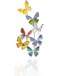 Wings of Fancy, Flourishing Multi Wing Spray Pin, .925 Sterling Silver, Rhodium Plated