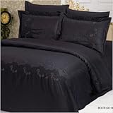 Beatrice 6 Piece Full / Queen Duvet Cover Bedding Set in Black