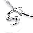 Diamond and Sterling Silver Slide on 16" Cubetto 3mm Chain