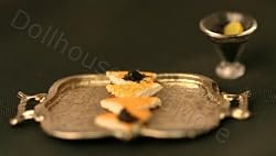 Miniature Martini with Toast and Cavier on a Silver Tray