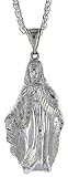 Sterling Silver 2 3/16' (55 mm) Diamond Cut Mother Mary Pendant