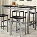 Coaster 5-Piece Metal Dining Set with 4 Barstools, Silver/Black