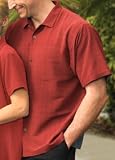 Gold Big Mens Textured Silk Camp Shirt with Coconut Buttons (Big & Tall and Regular Sizes)