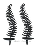 Pair 2 Iron Wall Mount Tropical Fern Candle Wall Sconce