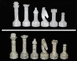 Fossil Coral Marble Chess Pieces Set