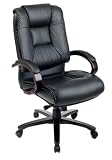 Deluxe High Back Executive Leather Chair With Deluxe Locking Mid Pivot Knee Tilt and Mahogany Finish By Office Star