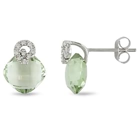 3-1 2 ctw Amethyst and Diamond Accent Earrings in 10k White Gold, I2-I3, G-H-I by Amour