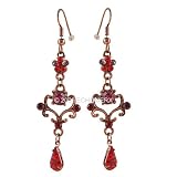 Vintage Style RUBY-RED Earrings Dangle Austrian crystals