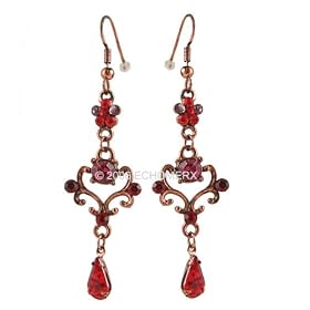 Vintage Style RUBY-RED Earrings Dangle Austrian crystals