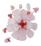 Pearl and rose quartz brooch, 'Apple Blossom'